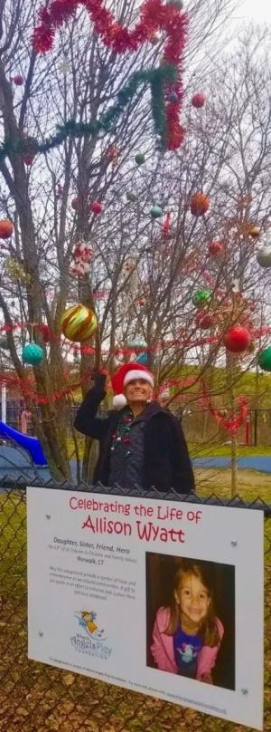 Allison Wyatt Playground Decorated for Christmas 2023