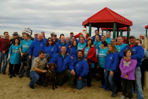 Dozens of volunteers from The Sandy Ground project helped build the park in a day.